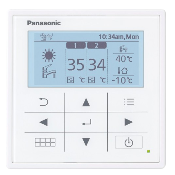 Sterownik Aquarea generacji J; menu wielojęzyczne, podgląd parametrów pracy