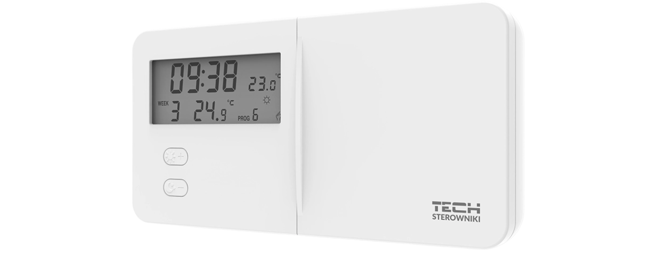 Regulator pokojowy tygodniowy Tech T-9.1 biały – widok frontowy