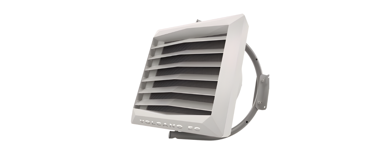 Nagrzewnica wodna Volcano VR MINI EC 20 kW VTS 1‑4‑0101‑0455 — dwurzędowy wymiennik, 2100 m3/h, silnik EC 0–10 V