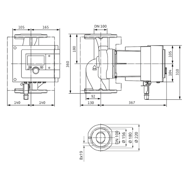Dobór i nastawy – Stratos MAXO PN10 100/0,5‑12: Δp stałe/proporcjonalne, równoważenie hydrauliczne