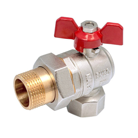 Zawór kulowy śrubunkowy kątowy PHA-010 motyl 1" PN30 z dławikiem Perfexim 00-010-0250-000