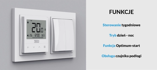 Regulator pokojowy przewodowy dwustanowy do systemów ramkowych F-4z v1 biały Tech WG.11.0577
