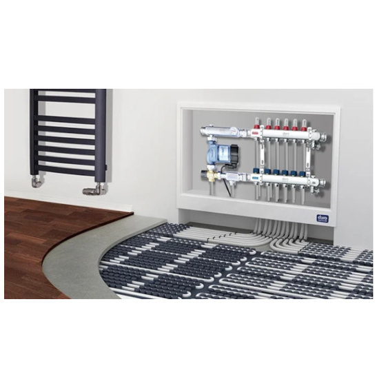 Rozdzielacz do podłogówki 1" Duro System R-13 sekcji INOX D/S-RN-OP-13