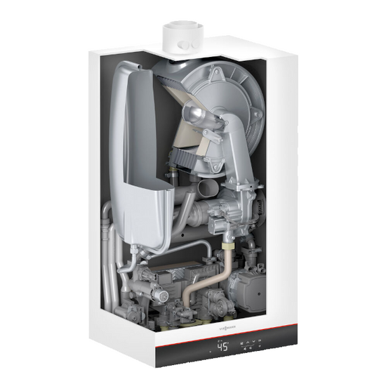 Pakiet Viessmann kocioł gazowy jednofunkcyjny Vitodens 050-W B0HA 19 kW + zasobnik Vitocell 120 L + termostat bezprzewodowy BSOP + zestaw kominowy przez ścianę Z028073