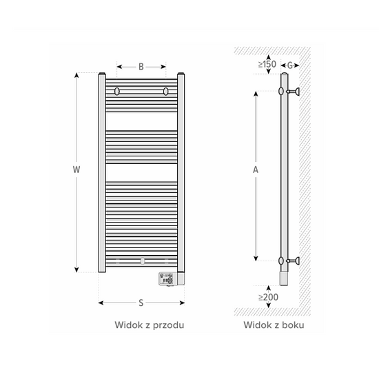 Suszarka łazienkowa grzejnik elektryczny THEOLA DIGITAL CLASSIC 500 W Atlantic 002391