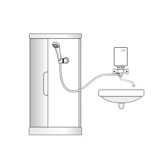 Ogrzewacz przepływowy elektryczny 4,0 kW Perfect 400 nadumywalkowy z baterią 230 V Wijas PERFECT 400