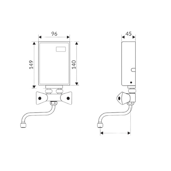 Ogrzewacz przepływowy elektryczny 4,0 kW Perfect 400 nadumywalkowy z baterią 230 V Wijas PERFECT 400