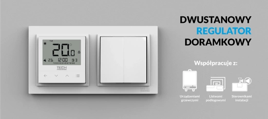 Regulator pokojowy przewodowy dwustanowy do systemów ramkowych F-4z v1 biały Tech WG.11.0577