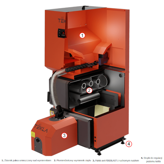 Kocioł jednopaleniskowy z automatycznym palnikiem na pellet DRACO BIO COMPACT FII 18 kW TOUCH Tekla KB-000445