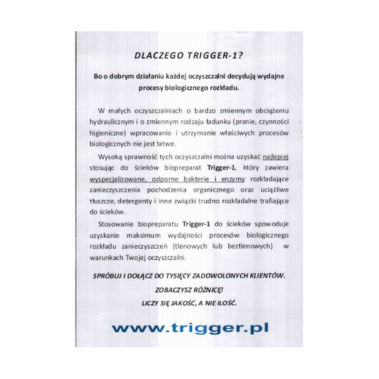 Biopreparat do oczyszczania ścieków domowych TRIGGER-1 (25 saszetek) Wobet 0030