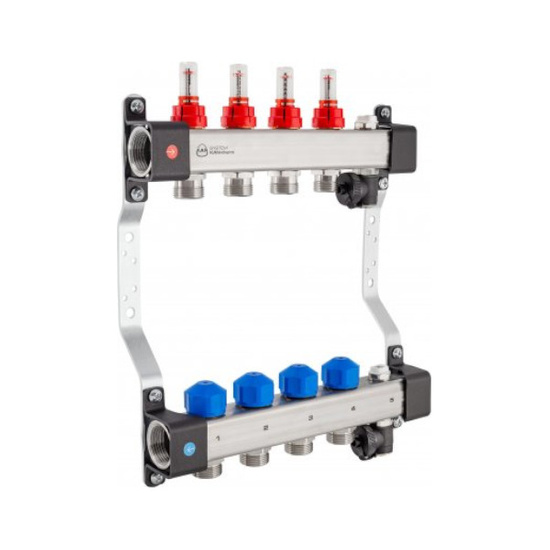 Rozdzielacz InoxFlow z zaworami do siłowników i przepływomierzami oraz sekcją odpowietrzającą (seria UFST) - 5 obwodów KAN-therm 1316157080