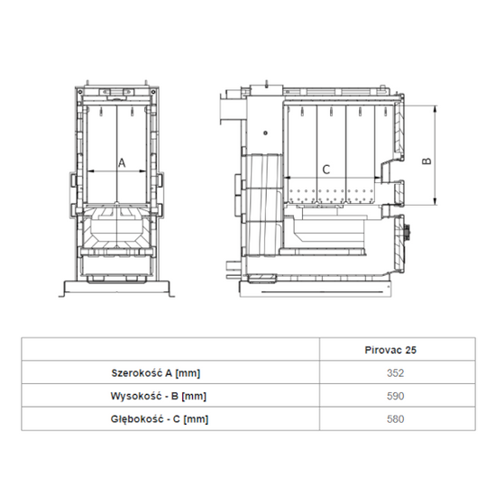 Kocioł komorowy na zgazowanie drewna PIROVAC 25 kW Tekla KB-700371