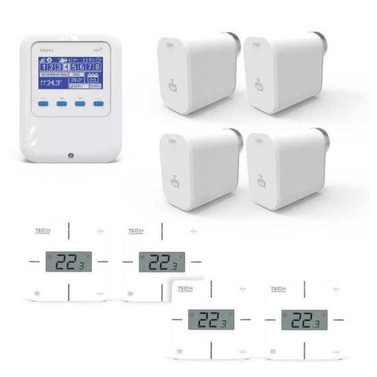 Zestaw do sterowania ogrzewaniem grzejnikowym dla 4 pomieszczeń Tech WG.04.0030