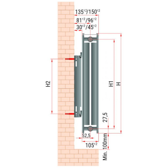 Grzejnik stalowy panelowy C 22 900 x 600 mm Diamond 22-900X0600