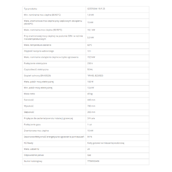 Pakiet Bosch kocioł gazowy kondensacyjny jednofunkcyjny Condens GC5700iW 15P 15 kW + zasobnik c.w.u. WST120-50 120 L + regulator EasyControl CT200 + moduł K20RF + SPS przez ścianę 8734100857
