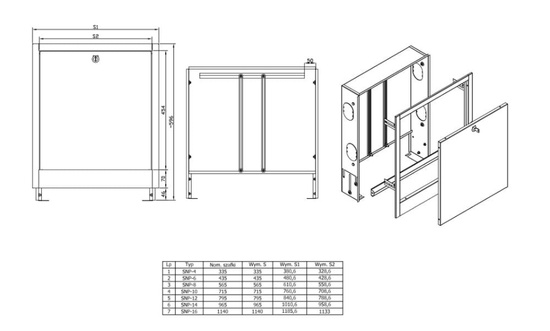 Szafka do rozdzielacza, podtynkowa SNP-8 NANOPANEL/KAN-THERM 120008