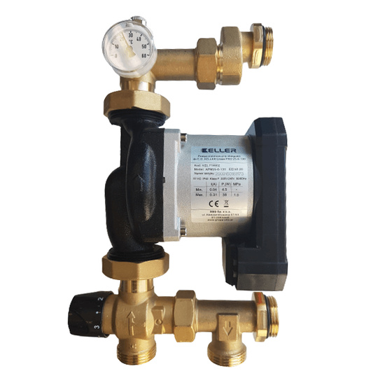 Grupa mieszająco-pompowa KELLER z termostat. zaworem miesz. 20-45*C, KVS 3,4 ,pompa Keller 130