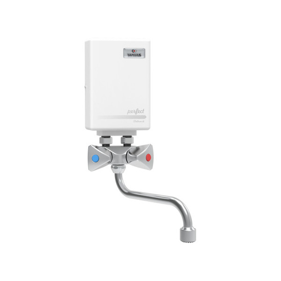 Elektryczny przepływowy ogrzewacz 3,5 kW Perfect nadumywalkowy z baterią 230 V Wijas PERFECT 350