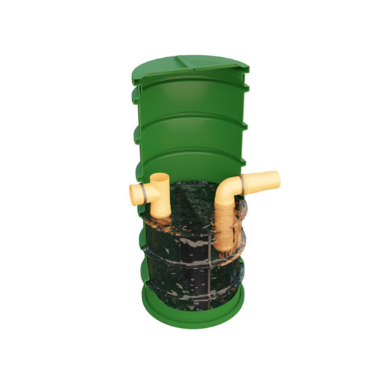 Separator tłuszczu ST-05 HDPE R (pionowy) wlot PCV 110, zintegrowany z osadnikiem Wobet 0150