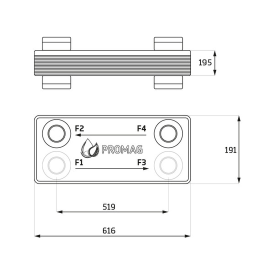 Wymiennik ciepła 70 płytowy 480 kW 2" dwustronny PROMAG PGM-2c-70