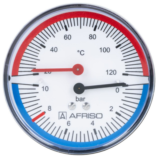 Termomanometr TM 80 Fi 80 mm 0÷10 bar 20÷120°C G1/4" ax kl. 2,5 Afriso 63343