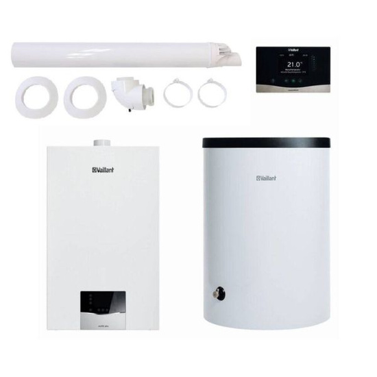 Pakiet Vaillant ecoTEC Plus VC 30CS/1-5 + zasobnik VIH R 200/6B + regulator VRC 720 sensoCOMFORT + zestaw przyłączeniowy + SPS przez ścianę 0010043635