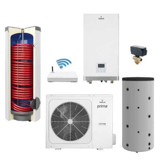 Pakiet Galmet pompa ciepła split Prima S 16GT R32 16 kW + wymiennik Tower Grand SGW(S) 300 L + bufor SG(S) 200 L + zawór 3-drogowy + centrala Smart Home Sinum Line SG-000084S