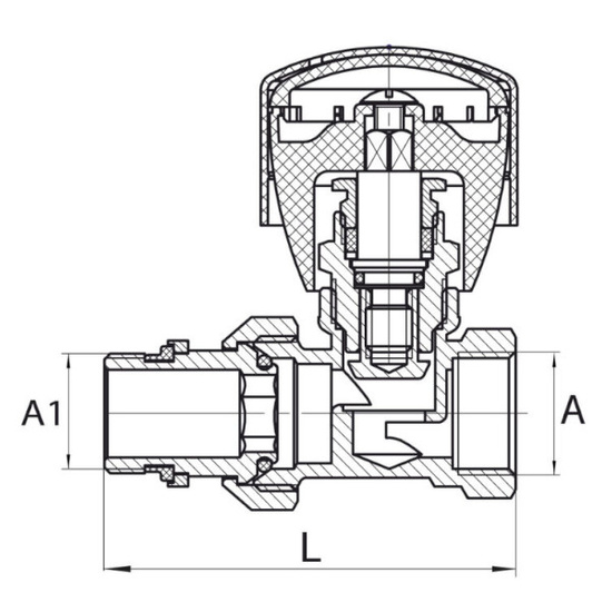 Zawór grzejnikowy prosty 1/2" z dławikiem Diamond ART.94D-15.P