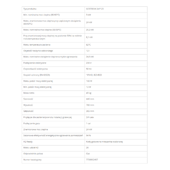 Kocioł gazowy kondensacyjny jednofunkcyjny Condens GC5700iW 24 kW Bosch 7736902457