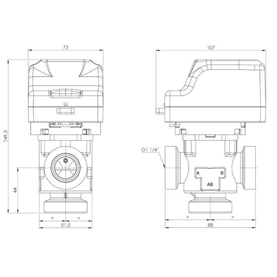 Zawór strefowy AZV 844 3-drogowy DN 25 G 1 1/4" Kvs 11 m3/h Afriso 1684410