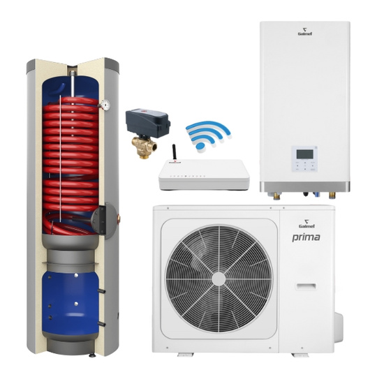 Pakiet Galmet pompa ciepła split Prima S 10GT R32 10 kW + zbiornik kombinowany Complete SG(K) 250/110 L + zawór 3-drogowy + centrala Smart Home Sinum Line SG-000070S