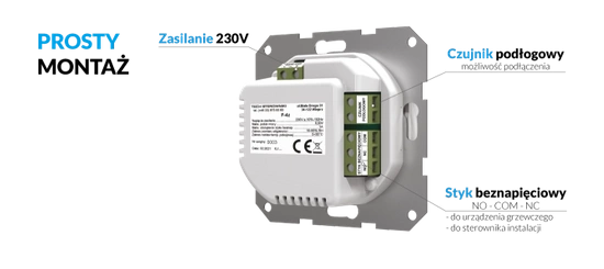 Regulator pokojowy przewodowy dwustanowy do systemów ramkowych F-4z v1 biały Tech WG.11.0577