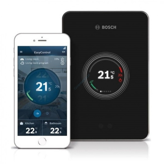 Regulator EasyControl CT200 czarny z trzema zdalnie programowamymi głowicami termostatycznymi Bosch 7736701394