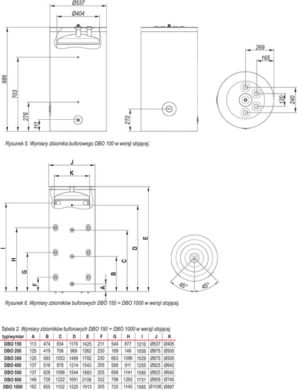 Zbiornik buforowy DBO S 400 L stojący Defro BCW-DBO-400-B-S
