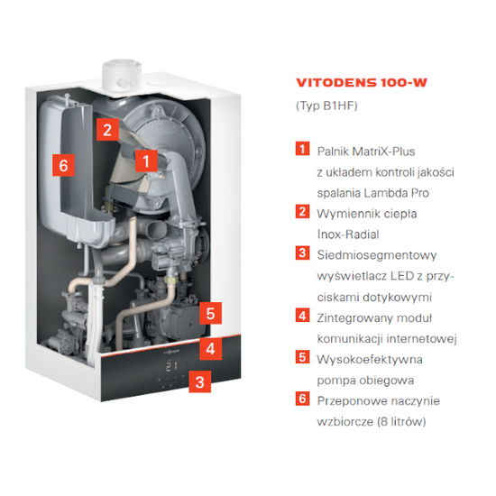 Pakiet kocioł gazowy kondensacyjny jednofunkcyjny Viessmann Vitodens 100-W 25 kW B1HF + zasobnik Vitocell 100-W typ CUGA 100 L Z028172