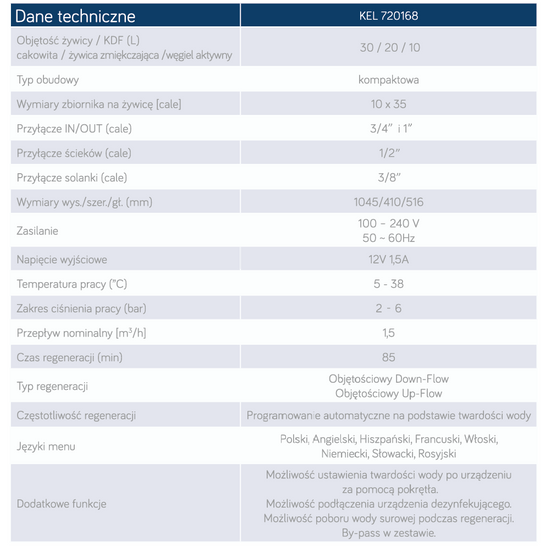 Stacja zmiękczająca wodę Smart Carbon 30 L KELLER KEL 720168