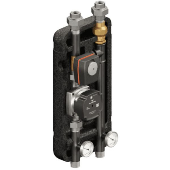 Zestaw hydrauliczny 3 grup mieszających Brygada 3D+ 9334 z rozdzielaczem KRE 3D+ + zawór termostatyczny VTA 322 ESBE (2 szt.) + zawór 3-drogowy VRG 432 1” i siłownikiem ESBE + pompa obiegowa 25/7 230 V Grundfos (3 szt.) Elterm 849334