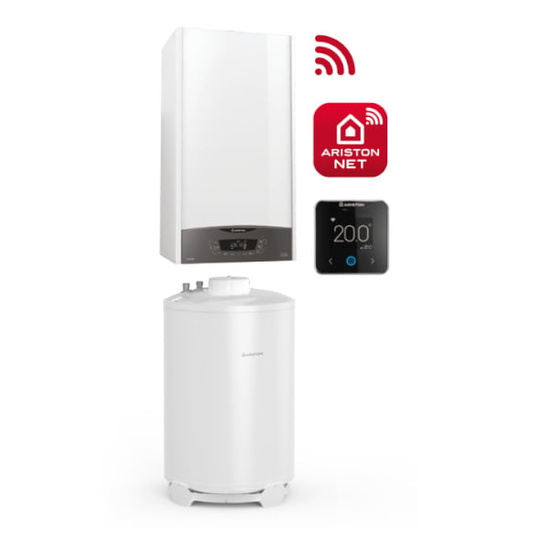 Pakiet Ariston kocioł gazowy kondensacyjny jednofunkcyjny CLAS ONE SYSTEM 24 + zasobnik zasobnik BCH 120 L EE + regulator Cube S Net czarny ZNONEMED_NET