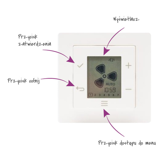 Podtynkowy programator z wyświetlaczem sterujący wentylacją ORCON Atlantic 645867