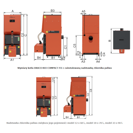 Kocioł jednopaleniskowy z automatycznym palnikiem na pellet DRACO BIO COMPACT FII 12 kW TOUCH Tekla KB-000493