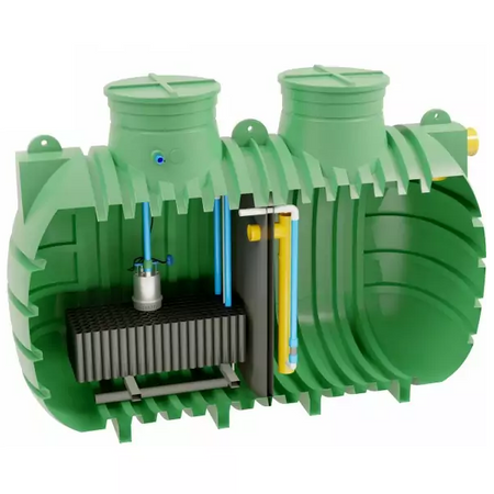 Reaktor biologiczny ZBS-6C/KP HDPE R do 6 osób, ze sterownikiem EATON, zbiornik jednopłaszczowy 2-komorowy + pompa EBARA OPTIMA MA 0,25 kW Wobet 0302