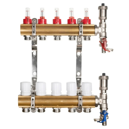 Rozdzielacz mosiężny do ogrzewania podłogowego 4 obwody Pluvio 2200003