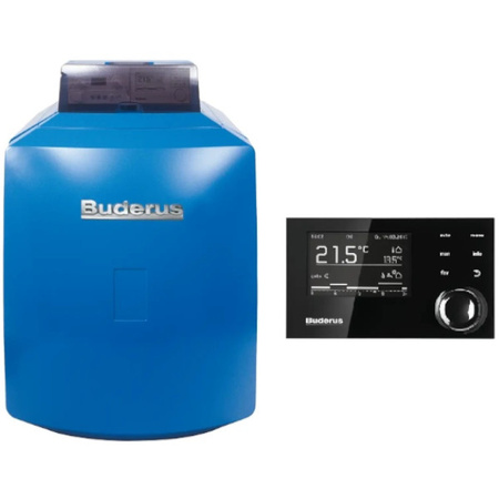 Kocioł olejowy kondensacyjny Logano plus GB125 22 kW z wbudowanym sterownikiem MC110 + moduł obsługowy BC30E + regulator pogodowy Logamatic RC310 czarny Buderus 8734150604