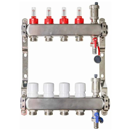 Rozdzielacz stalowy INOX do ogrzewania podłogowego 7 obwodów Pluvio 2400006