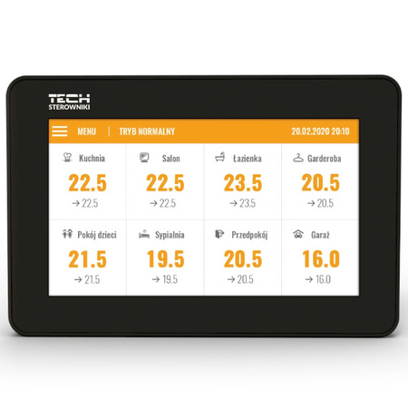Bezprzewodowy panel kontrolny M-8N podtynkowy do listwy L-8e kolorowy wyświetlacz czarny Tech WG.20.0138