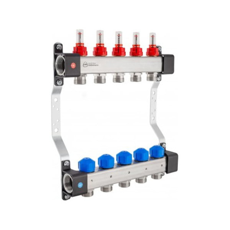 Rozdzielacz InoxFlow z zaworami do siłowników i przepływomierzami (Seria UFS) 12 obwodów KAN-therm 1316157076