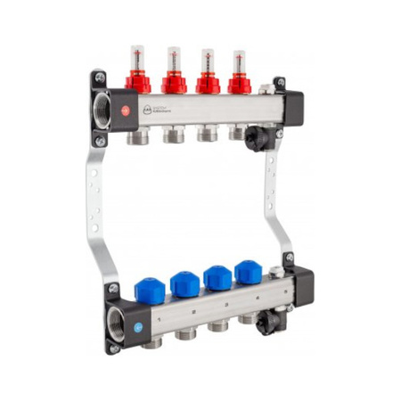 Rozdzielacz InoxFlow z zaworami do siłowników i przepływomierzami oraz sekcją odpowietrzającą (seria UFST) 12 obwodów KAN-therm 1316157087