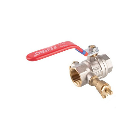 Zawór kulowy nakrętno-nakrętny z dźwignią zaworem spustowym i korkiem 5/4" F-Power Ferro KFPW4