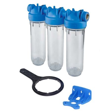 Korpus Atlas Trio 10" z przyłączem mosiężnym GW 1" płytką i kluczem VESBO PR-TRIO-1-I