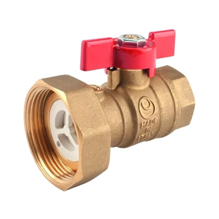 Zawór kulowy 1" z półśrubunkiem do pompy 6/4 uszczelką i zaworem zwrotnym Ferro KSP1